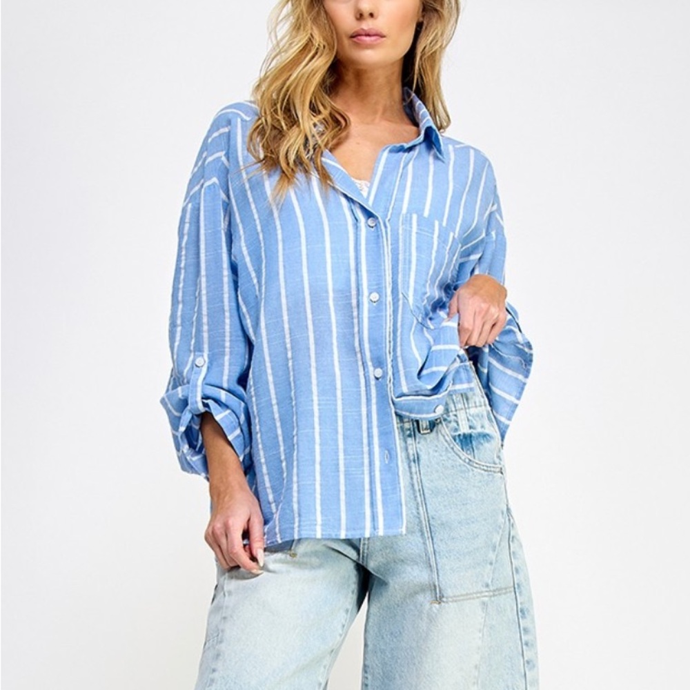 Blue Striped Button Down Shirt